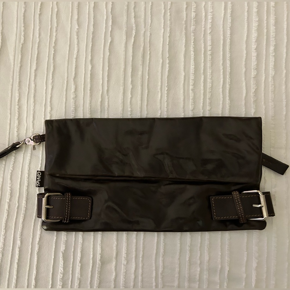 Tano Dark Brown Cowhide Leather Clutch/Wristlet